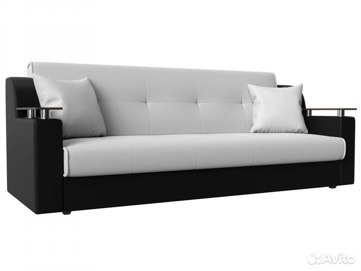 Диван-книжка Сенатор, экокожа, белый, черный