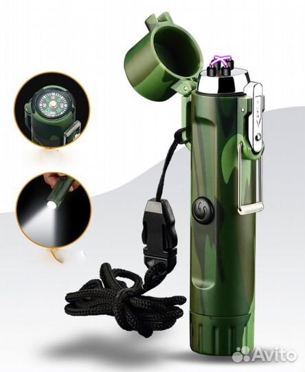 Тактическая зажигалка с фонариком и компасом