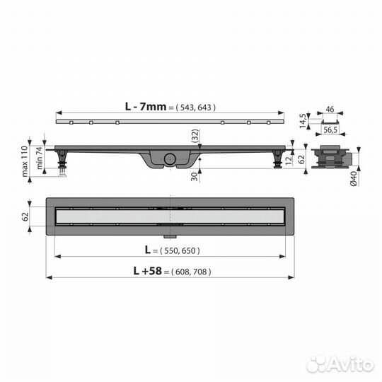 Душевой трап AlcaPlast APZ19 550