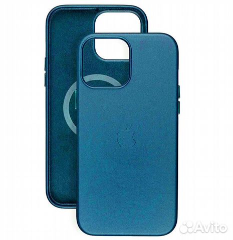 Чехол для iPhone 13 Leather Case с MagSafe (голубо