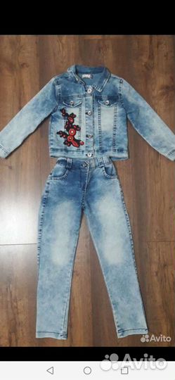 Джинсовый костюм для девочки 122