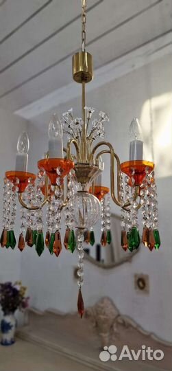 Хрустальная люстра. Яблонекс. Латунь