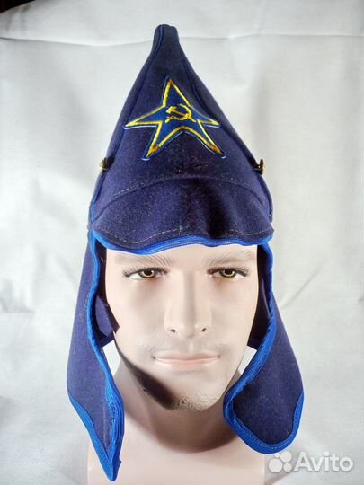 Серая/синяя суконная буденевка со звездой 58-60 р
