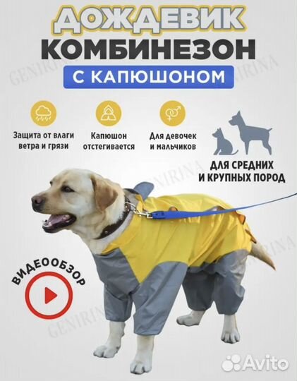 Дождевик для крупной собаки