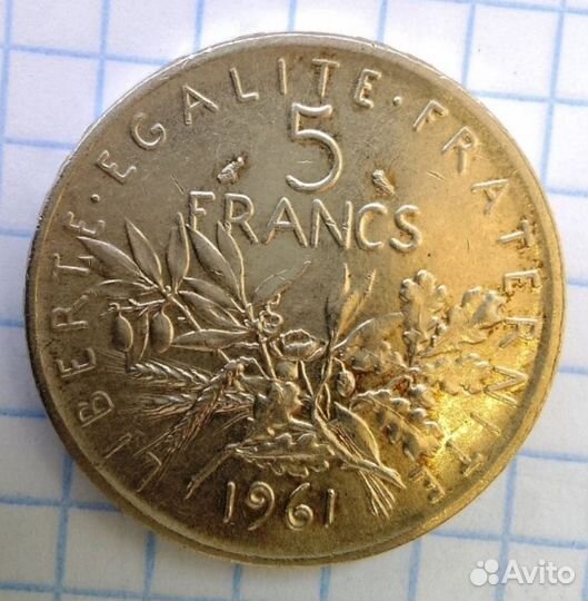 5 франков 1961, серебрр