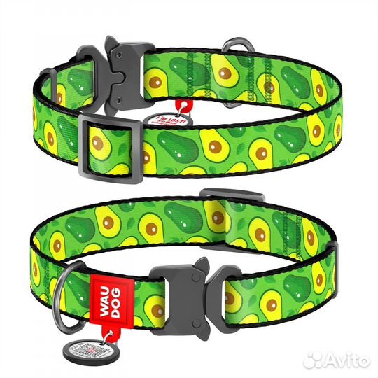 Ошейник Авокадо нейлоновый waudog с QR паспортом