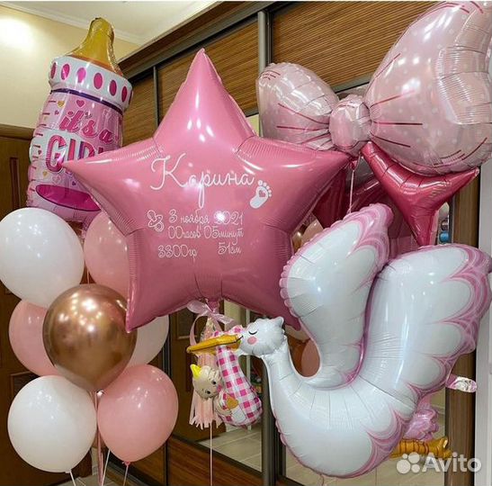 Гелиевые воздушные шары на выписку из роддома