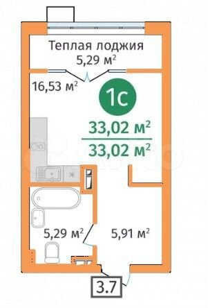 Квартира-студия, 33 м², 8/24 эт.