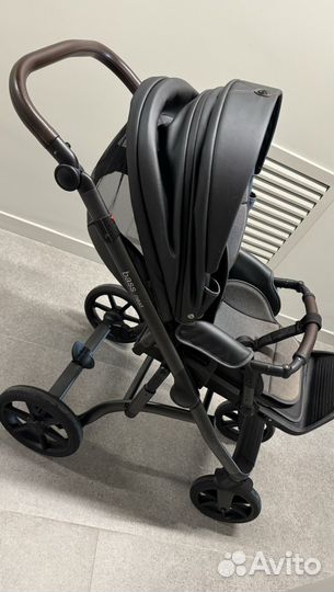 Коляска 2 в 1 Roan Bass Next Leather, Black Pearl