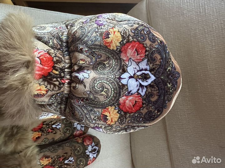 Шапка ушанка и варежки женские, размер 58