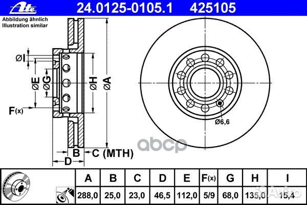 Диск тормозной 24012501051 Ate