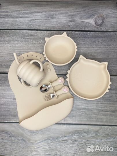 Набор силиконовой посуды из 8-ми предметов «Котик»