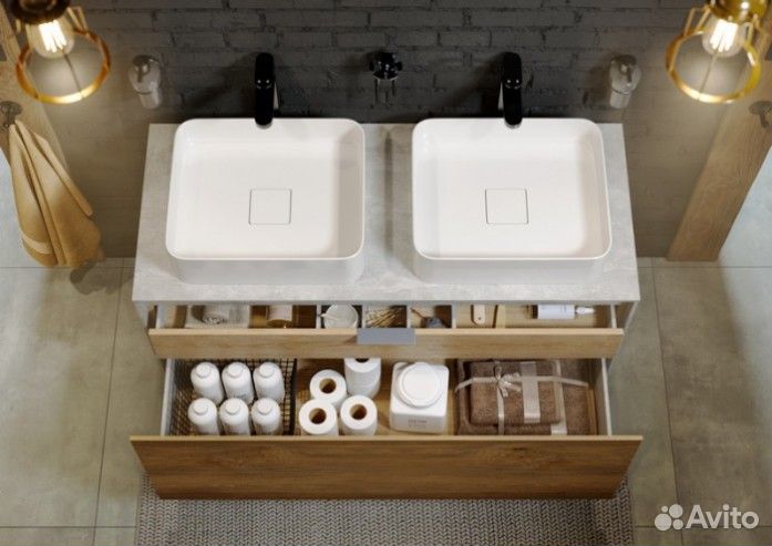 Мебель для ванной Aqwella Mobi 120 бетон светлый фасад белый