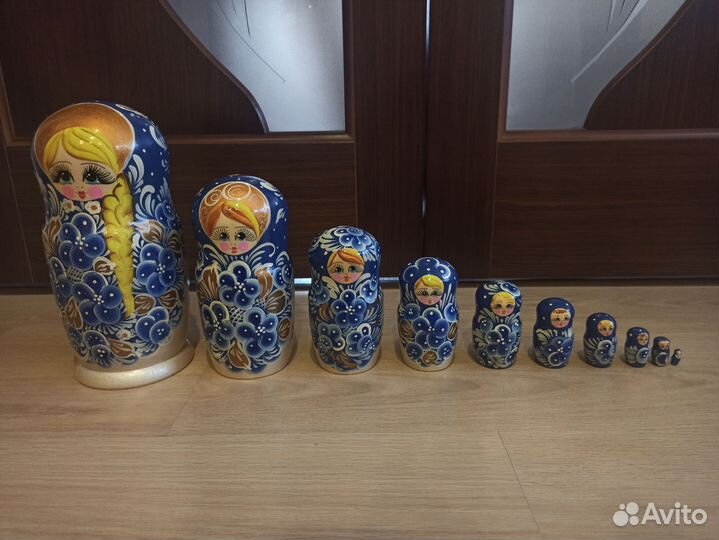 Матрешка деревянная 10в1 высота 27 см