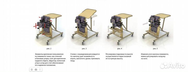 Вертикализатор наклонный сн-38.01. для детей с дцп