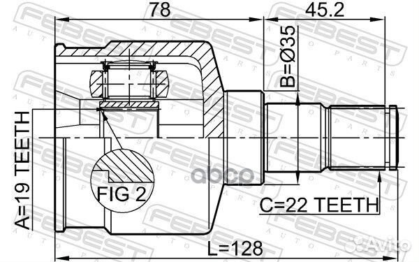 ШРУС внутренний 19x35x22 (chevrolet matiz/spark