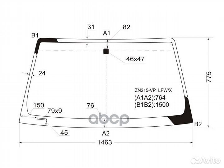 Стекло лобовое в клей toyota hilux pick-UP CAB