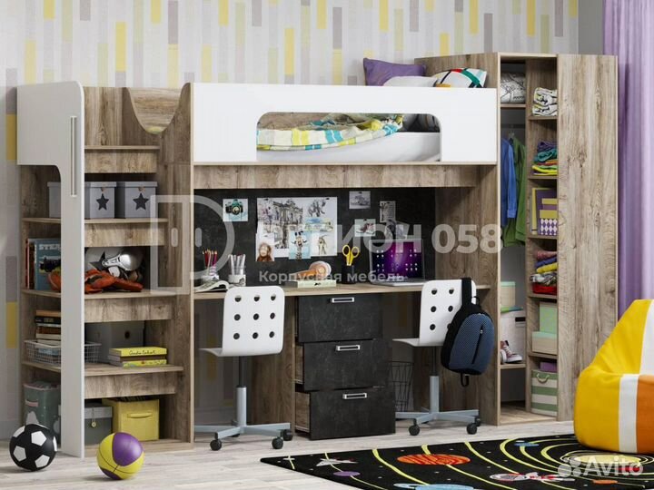 Кровать чердак с рабочим пространством