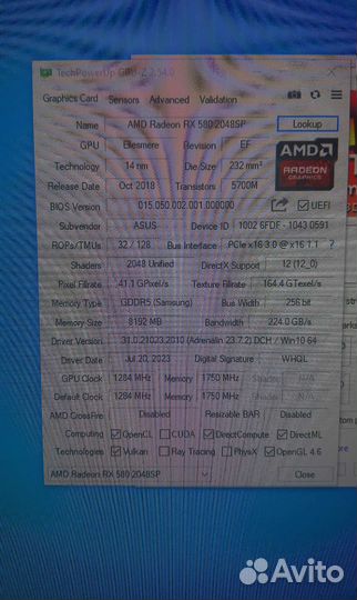 RX 580 8gb asus ROG strix gaming