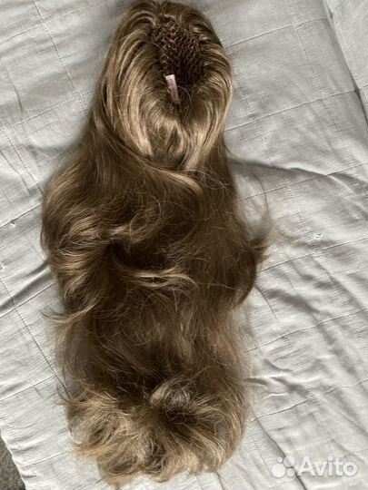 Хвост шиньон на крабе русый 60 см