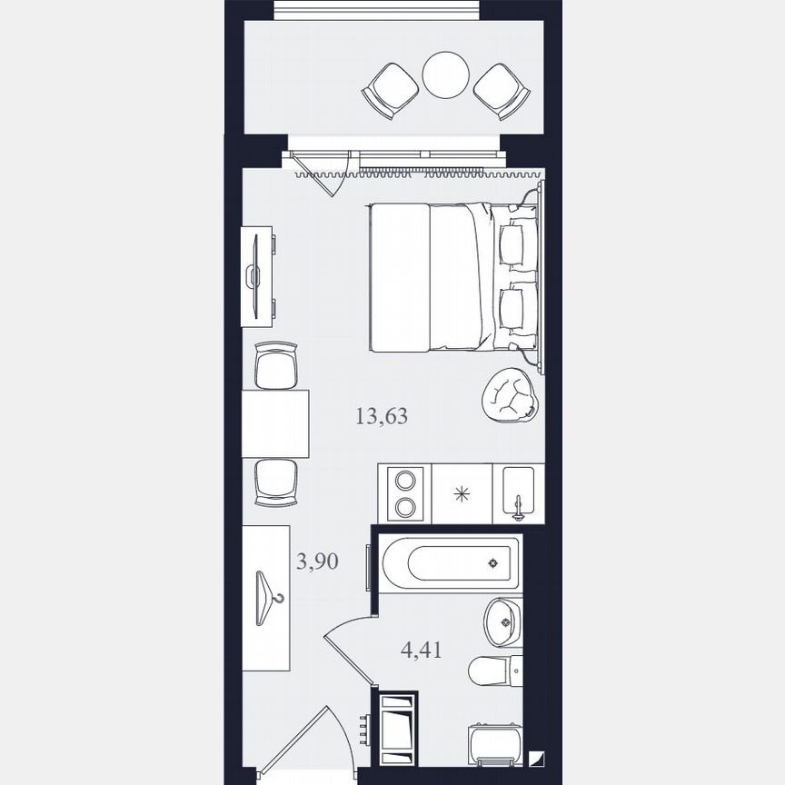 Апартаменты-студия, 21,9 м², 5/24 эт.