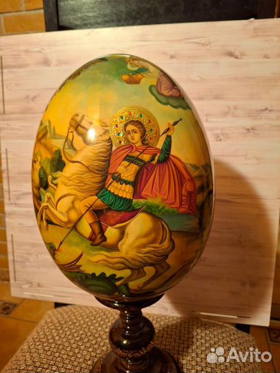 Большое яйцо-икона Георгий Победоносец, 42см