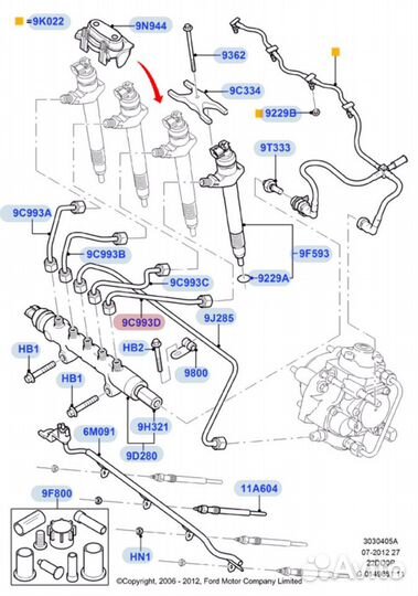 Топливная трубка tdci номер 4 для Ford Transit Tt9
