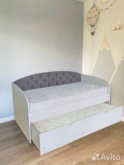 Кровать мягк спинка от 2х лет лдсп 2е спальное