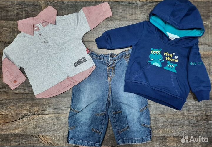 Детские вещи пакетом 68 р-р худи, лонг, джинсы