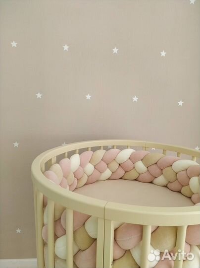 Кроватка круглая овальная, бук, матрас, маятник