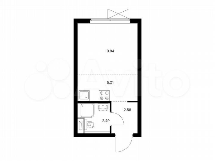 Квартира-студия, 19,9 м², 25/33 эт.