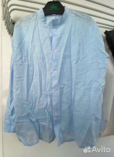 Голубая хлопковая рубашка