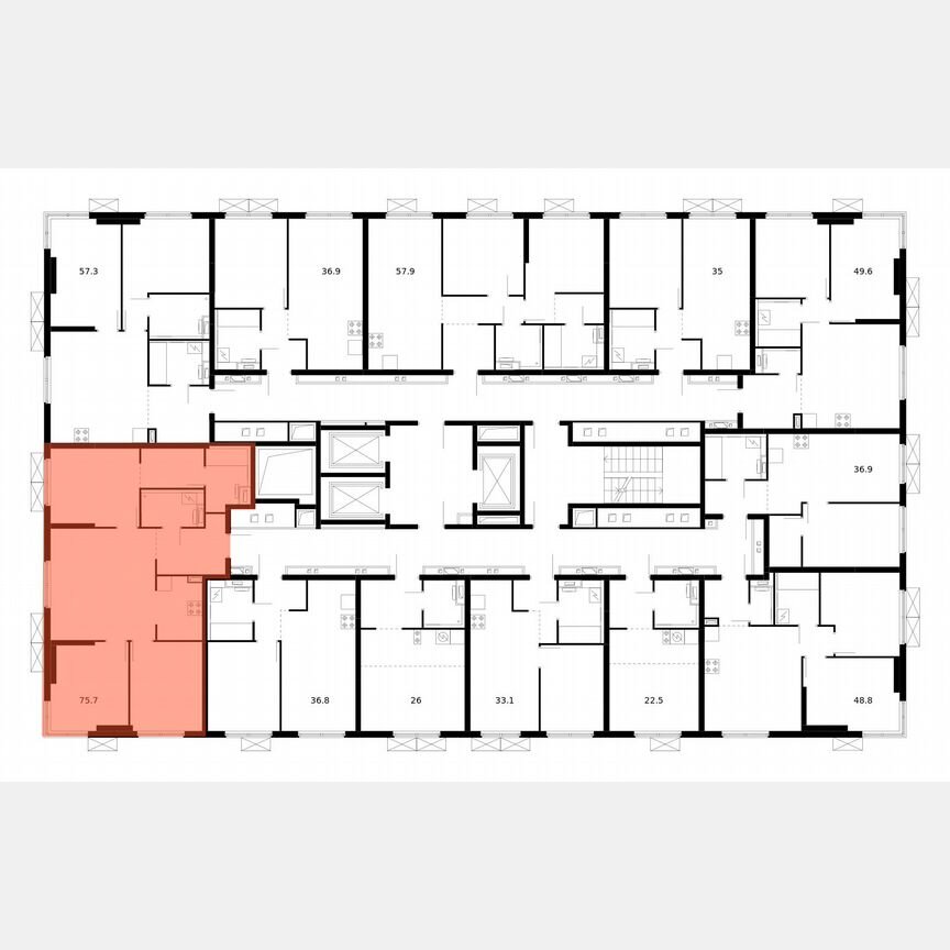 3-к. квартира, 75,7 м², 24/24 эт.
