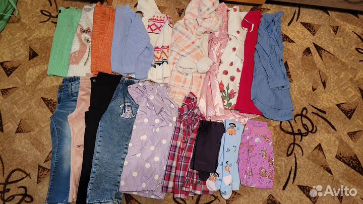 Пакет вещей, тёплые осень + платья, 98-104