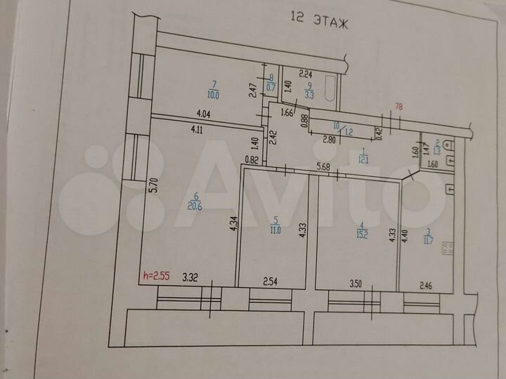 4-к. квартира, 87,6 м², 12/12 эт.