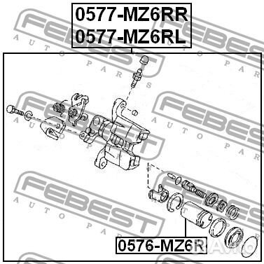 Febest 0577-MZ6RR Суппорт тормозной задний правый