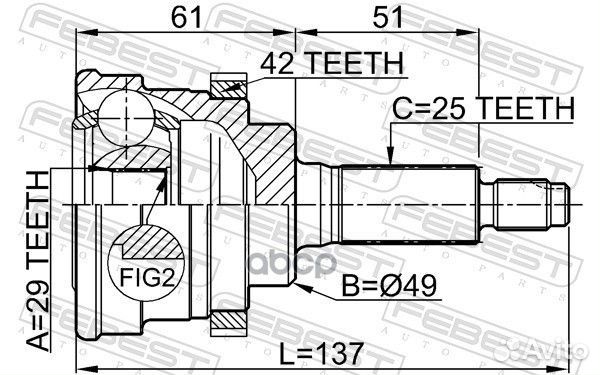 ШРУС наружный 29X49X25 suzuki liana 01- 0710029