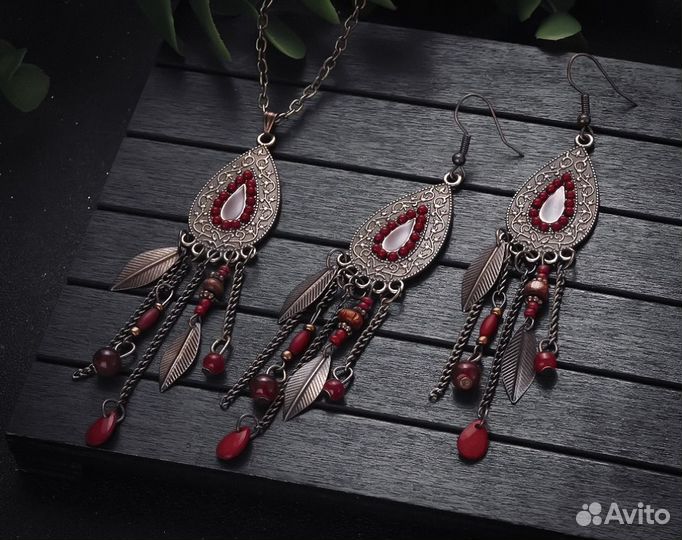 Серьги кольца кулон восточный браслет на плечо