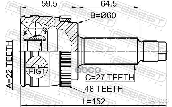 ШРУС наружный задний 22x60x27 (KIA sportage (FQ