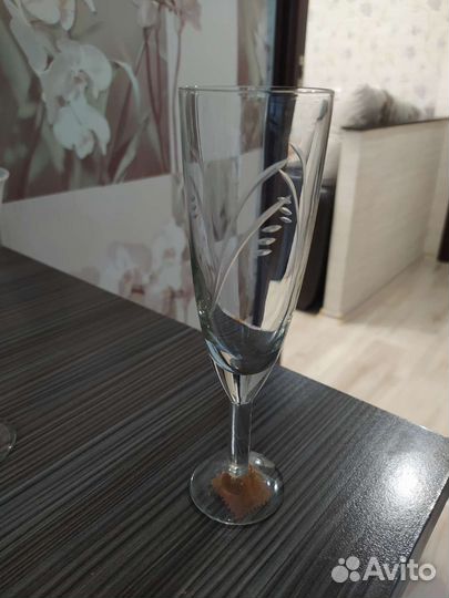 Фужер бокал СССР стекло с гравировкой, 1 штука