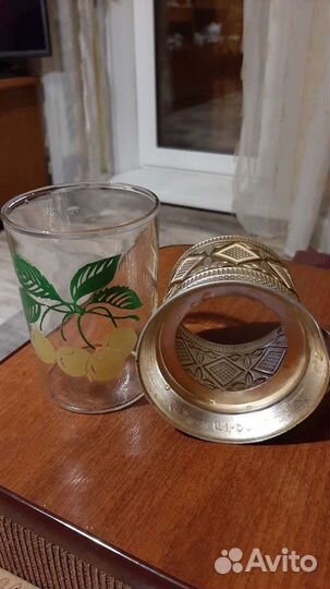 Подстаканник со стаканом, СССР,3 шт