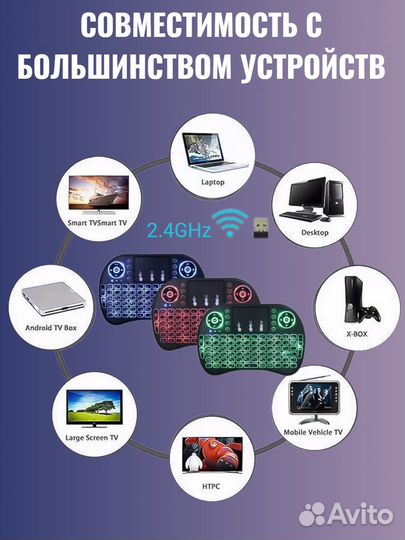 Пульт беспроводная клавиатура с тачпадом