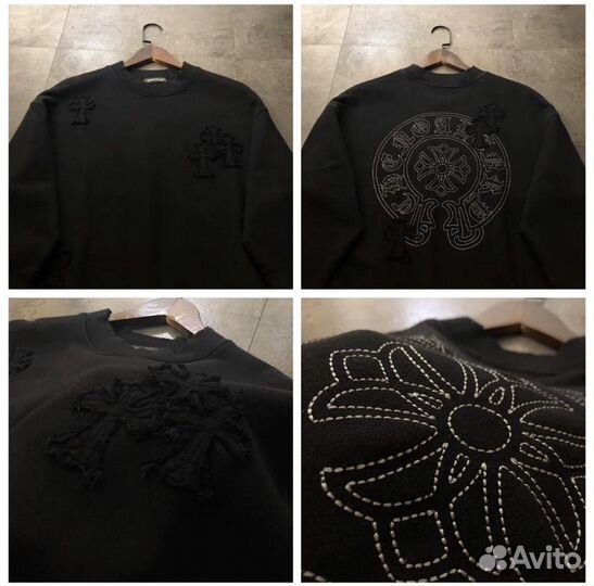 Свитшот Chrome Hearts черный хлопковый