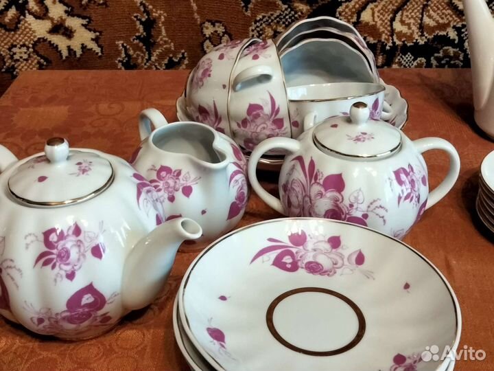 Чайный сервиз лфз Розовый пион СССР