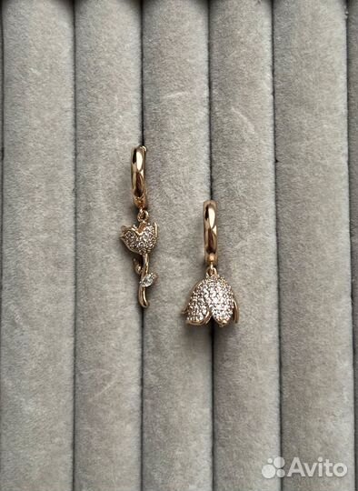 Серьги тюльпаны асимметрия