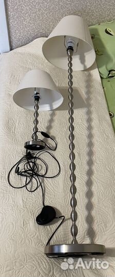 Торшер напольный + прикроватная лампа, нержавейка