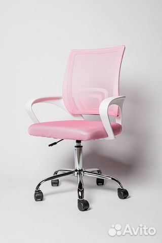 Компьютерное кресло белое/розовое (ко-7166)
