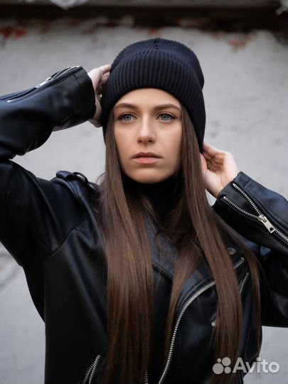 Шапка и шарф баф снуд в подарок. черный комплект