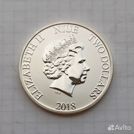 Ниуэ 2 доллара 2008 г. / Черепаха / серебро 1 OZ