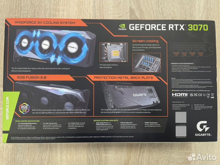 Видеокарта Gigabyte RTX 3070 Gaming OC, Новая